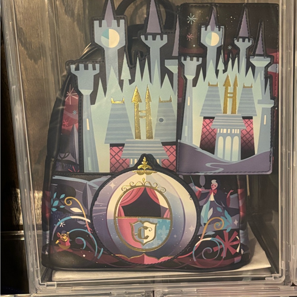 Loungefly Fantasy Castle Backpack with Gold and Purple